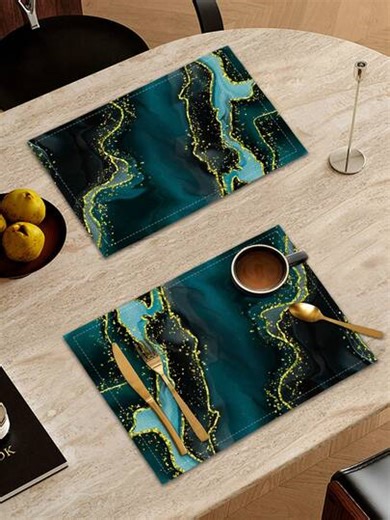 1/2/4/6/8 buc. Covorașe cu imprimare digitală, model marmurat pentru decorarea mesei, potrivite pentru uz zilnic, festivaluri, petreceri, zile de naștere, nunți, cine, bucătărie, sufragerie și textile pentru casă | SHEIN