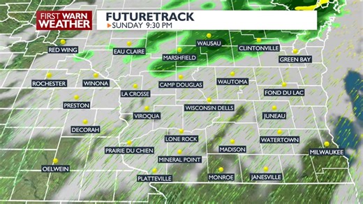 For today, under a mix of clouds and sun, temperatures are going to rebound into the low to mid 50s with breezy southwesterly winds. Wind gusts could be up to 25 miles per hour at times. A few showers are possible tonight, mainly for areas north and northeast of Madison, and any rain will clear out by sunrise Monday. | News 3 Now / Channel 3000
