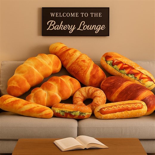 Realistic Food Plush Pillow Set: Croissant, Baguette, Hot Dog - Etsy