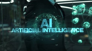 Businessman with AI Artificial Intelligence hologram concept