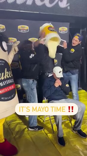 West Virginia HC Neal Brown gets the celebratory mayo bath 🙌 (via @dukesmayobowl) #westvirginia #nealbrown #dukesmayobowl | Sports Illustrated