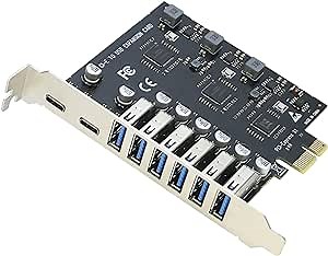 USB 3.0 PCIe Card, RIITOP PCI-e to 2Port USB C + 6 Port USB 3.0 Internal Expansion Card 5Gbps
