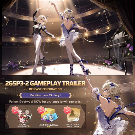 ✨Release Celebration✨26SP3-2 Gameplay TrailerNew looks, new legends, and new ways to fight — Cielle’s Legendary Outfit, the Tang Sancai collab, free Outbreak rewards, the new Talent System, and the Greatsword are almost ready to drop. Join our Release Celebration event for a chance to win rewards!How to participate:1. Follow @Strinova_EN2. RT this postEvent duration: June 25 - July 1 11:59 PM UTCYouTube: https://t.co/W8EP33YZcZ------------------Download the game:▷ Epic: https://t.co/HgxEpQL6Tf▷ 