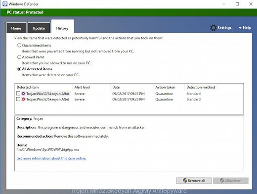 How to remove Trojan:win32/Skeeyah.A!rfn [Virus removal guide]