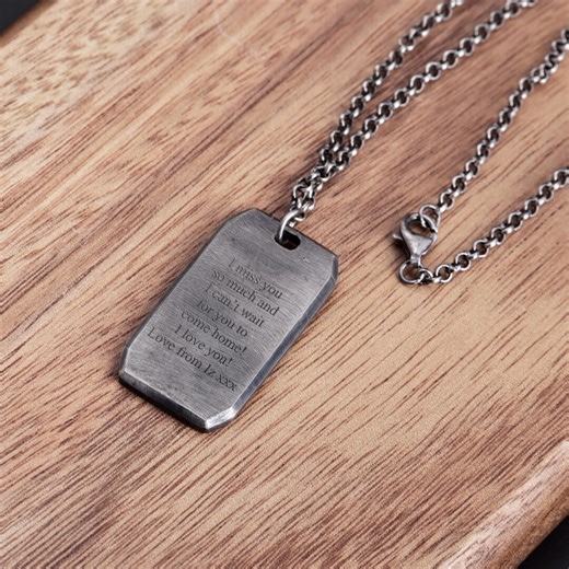 Engraved Sterling Silver Dog Tag Pendant Necklace Men Minimalist Jewelry Chain - Etsy