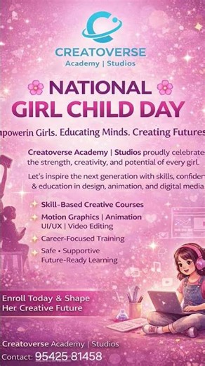 Empowering girls with creative skills indesign,animation,&media.#GirlsEducation #CreativeSkills .