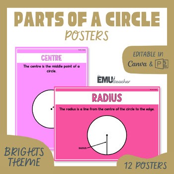 Parts Of A Circle Posters Brights Key Vocabulary