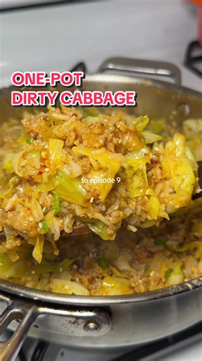 One-Pot Dirty Cabbage 🥬 Inspired by @Mallory I’m a month late to this, but it’s exactly the kind of dinner Half Baked was made for. The only chopping you really have to do is the cabbage and green onions, then it’s just grating the ginger and garlic and measuring out a few seasonings from there. I used pork, but ground beef, turkey, or chicken would all work. It gets browned until crispy, then tossed with the cabbage, aromatics, soy sauce, rice vinegar, sesame oil, white pepper, and plenty of c