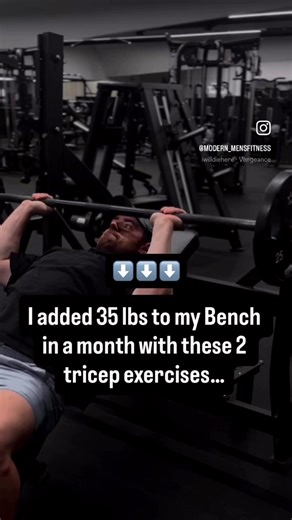 35 lbs on my bench in 30 days — here’s why. Incline JM presses and flat JM presses rebuilt my triceps fast. Most lifters miss this: Your bench doesn’t fail in the chest — it fails in the triceps. JM presses load the exact elbow extension angles that stall heavy benches. Incline hits the long head under stretch. Flat overloads lockout strength. This isn’t “arm day” fluff. It’s direct carryover to bigger bench PRs. Build triceps that actually press weight. Save this. Try it. Then test your bench.