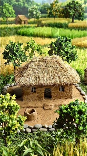 🚀A beautiful miniature rural village house crafting video😱🏚 #miniaturehouse #homedesign #diy #shorts