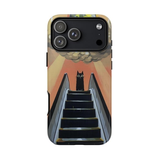 Cat Ascending Escalator Art Phone Case: Iphone, Galaxy, Pixel - Lifetime Warranty - Etsy