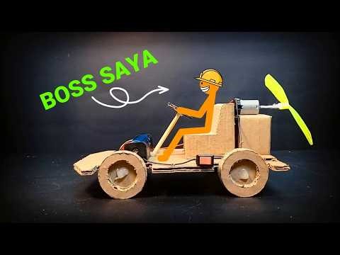 It Works! How to Make a Cardboard Car with DC Motor and Propeller