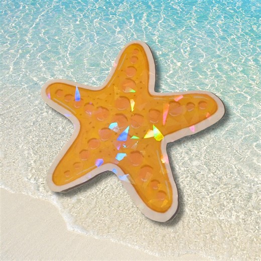 XL Starfish Sticker – Hand-drawn Sticker Made of Premium Acrylic | Maritime Sticker With Holographic Effect, Water-repellent & Scratch-resistant - Etsy