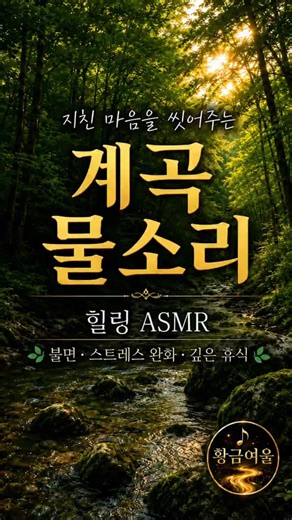 잠 안 오는 밤엔 계곡 물소리 ASMR｜마음이 편안해지는 자연의 소리 #계곡물소리 #수면ASMR #자연ASMR #힐링사운드 #황금여울