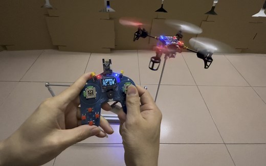 stm32单片机 制作的 270P 四轴无人机 PID调试架 展示视频