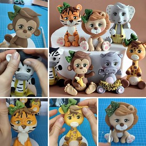 Fondant safari animals 🐵🦁🐯 | Alex Mazur - online cake decorating courses