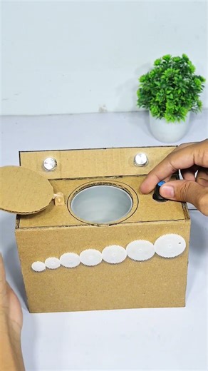 Diy mini cardboard washing machine with dc motor | #diy​ #shorts​