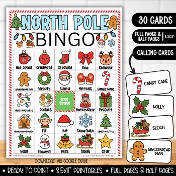 Christmas BINGO Game, North Pole Elf Class Group Games, Holiday Activity