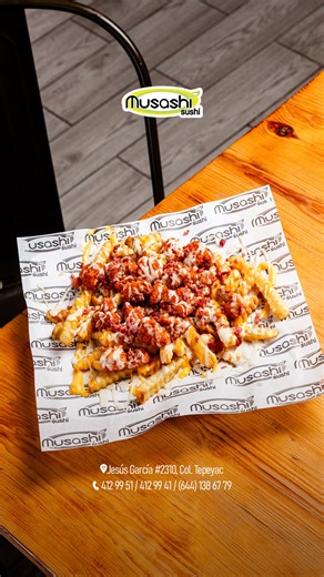 Papas, boneless y pura sabrosura. El combo que no sabías que necesitabas. 🍟🍗 📍Musashi Jesús García #2310, Col. Tepeyac. 📞412 99 51 / 412 99 41 / (644) 138 67 79 | Musashi Sushi
