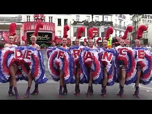 💃Moulin Rouge dancers perform cancan in Paris as the Tour De France comes to a close