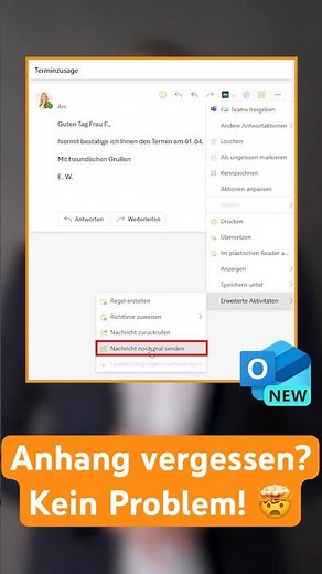 🔄️Outlook-Trick: Gesendete Mail zurückholen #outlook