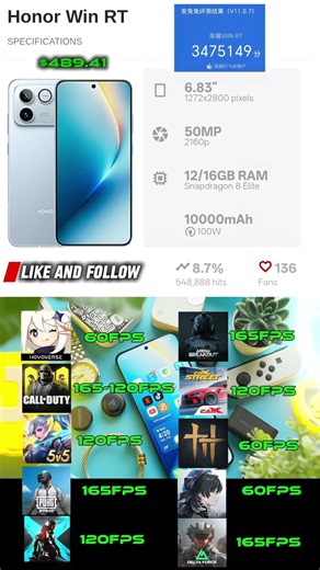 Honor Win RT, Game Fps!