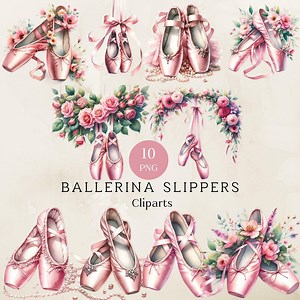 Ballet Slippers Clipart, Pink Ballet Slippers Clipart, Dance Shoes PNG Clipart, Ballet Shoes Graphics for Junk Journal, Scrapbooking, 300dpi - Etsy