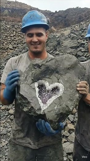 Miners Open Ordinary Rock and Discover Perfect Heart-Shaped Amethyst Geode – Rare Crystal