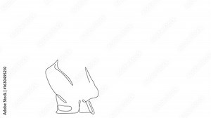Animated self drawing of continuous line draw man and gears. Full length one line animation. 4K