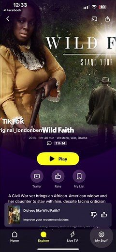 Great Christian movie called wild Faith on Tubi. It is family oriented for people who want to watch a movie but seem to not find anything appropriate. This is a completely rated G movie. 🤍🙌🏽👏#review #jesus #righteousness #heaven