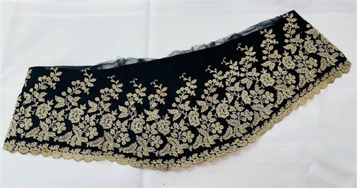 1930s French Lace Panel | Black & Gold Embroidered Couture Gown Piece - Etsy