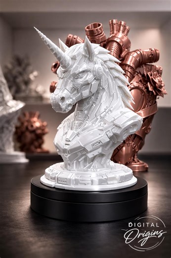 Futuristic Mech Unicorn Bust – Sci-fi Unicorn Sculpture, Cyberpunk Desk Decor - Etsy