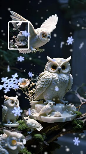 Just playing around with some features 🦉🦉🦉 Picture was generated using a picture of some alabaster owls I'm selling on whatnot #70s #owl #TikTokTako #aiImage