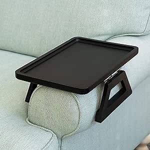 Shamrock Home Bamboo Trayble Couch Arm Table, Clip On Tray Sofa Table for Couches. Sofa Arm Tray for TV Dinners, Remotes, Drinks, Snacks and Small Spaces - 13.75 x 9.5inch, Black