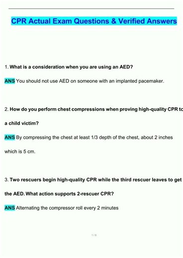 CPR Test Latest 2025 2026 Update Questions and Verified Answers 100 Correct Grade A405