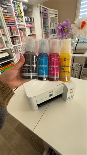 Crafty Kari on Instagram: "When I first wanted to get into sublimation I couldn’t afford an actual sublimation printer so I started by converting a regular printer instead! It’s a great option if you’re just starting out 🫶 If you’ve been thinking about getting into sublimation comment LINK for: ✨A list of supplies you’ll need! ✨The full step by step tutorials ✨Free purge sheets Let’s learn together and don’t forget to send this to a friend who’s been wanting to start sublimation! ᾯ