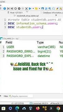 📚✍️HeidiSQL Back tick “ ` “ Issue and Fixed For It📚✍️