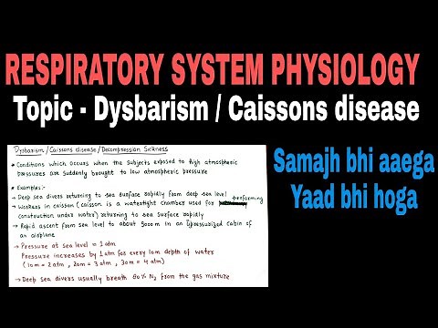 Dysbarism | Caissons disease | Decompression sickness | Respiratory system physiology