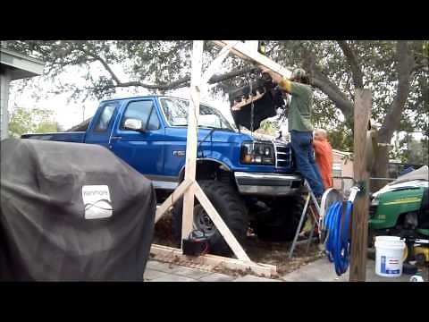 My engine hoist in use! Home made hoist to Git R Done! lol