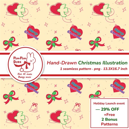 Hand Drawn Christmas Illustration Small Holiday Pattern - Etsy