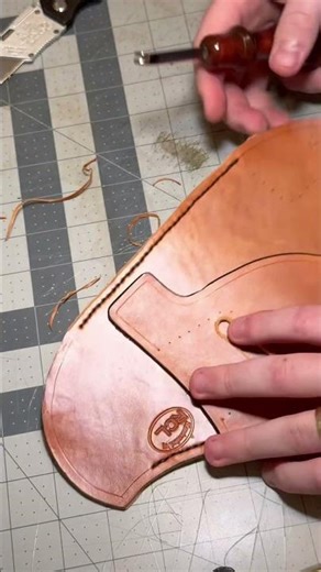 Beveling and edging on a leather holster￼