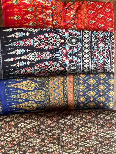 Thai Pattern Sarong Skirt – Ready to Wear Batik Wrap Skirt, Soft Fabric, Free Size, 2 Meter Wide