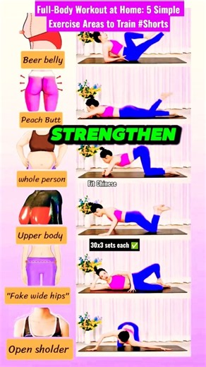 Full-Body Workout at Home: 5 Simple Exercise Areas to Train #Shorts #homeworkout#bodyweightexercises