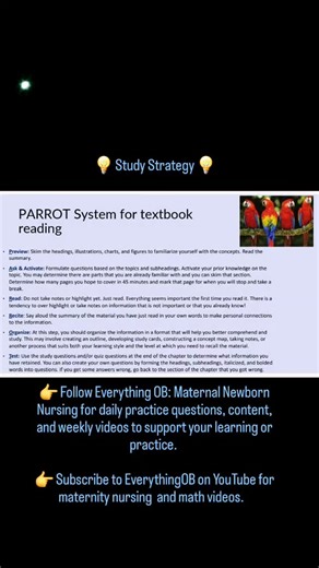 💡 Study Strategy 💡 👉 Follow Everything OB: Maternal Newborn Nursing on Facebook and @everything.ob for daily practice questions, content, and weekly videos to support your learning or practice. 👉 Subscribe to EverythingOB on YouTube for maternity nursing and math videos. #nursingstudent #NCLEX #nclexprep #studystrategies #studytips #HESI #nursingschool #studentsuccess #collegelife | Everything OB: Maternal Newborn Nursing