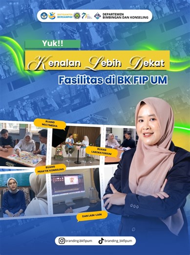 ✨️Belajar Nyaman, Berkembang Optimal BK FIP UM didukung oleh fasilitas yang menunjang proses pembelajaran, praktik konseling, serta pengembangan kompetensi mahasiswa secara profesional. Dari ruang kelas hingga ruang praktik, seluruh fasilitas dirancang untuk menciptakan lingkungan belajar yang nyaman, representatif, dan mendukung kesiapan mahasiswa menghadapi dunia kerja. Mari kenali lebih dekat fasilitas BK FIP UM melalui konten ini dan temukan lingkungan belajar terbaik Anda bersama kami. Depa
