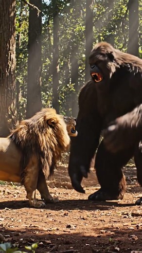 Lion fight with Sasquatch