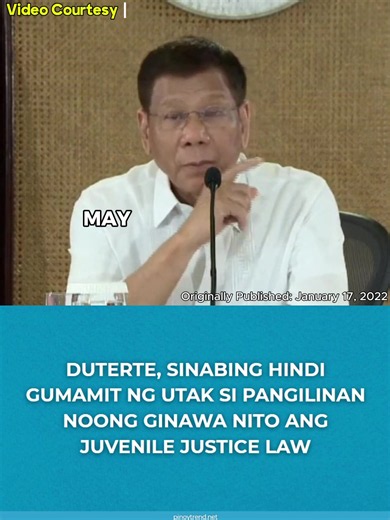 Duterte, sinabing hindi gumamit ng utak si Pangilinan noong ginawa nito ang Juvenile Justice and Welfare Act of 2006