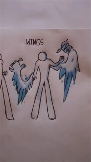 cool stickman with (fan Katana & wings) #drawing #shorts