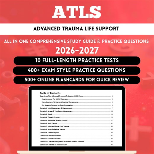ATLS Study Guide 2026 | Atls Exam | Advanced Trauma Life Support Questions | Atls Flashcards | Atls Practice Exam | Atls Examprep - Etsy
