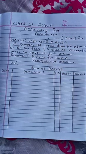 class 12 Account accounting for debentures #nebclass12 #account #creatorsearchinsights #accountingfordebenture class 12 Account notes